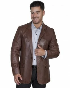 Scully Lamb Leather Blazer - Big For Men's Chestnut -Scully Shop 082623 240 P1