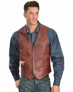 Scully Lamb Leather Vest For Men's Antique Brown -Scully Shop 082685 87 P1