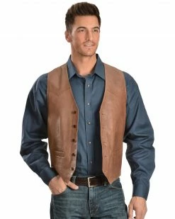 Scully Lamb Leather Vest For Men's Antique Brown