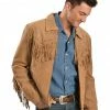 Scully Men's Boar Suede Fringe Jacket Bourbon