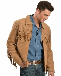Scully Men's Boar Suede Fringe Jacket Bourbon