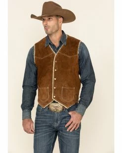 Scully Boar Suede Leather Vest For Men's Chocolate -Scully Shop 082863 41 P1 1