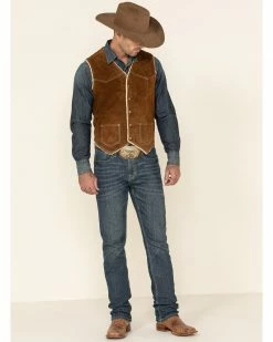 Scully Boar Suede Leather Vest For Men's Chocolate -Scully Shop 082863 41 P2