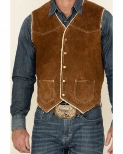 Scully Boar Suede Leather Vest For Men's Chocolate -Scully Shop 082863 41 P3