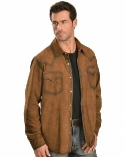 Scully Suede Leather Western Shirt For Men's Brown -Scully Shop 082A37 41 P1 1