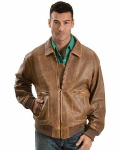 Scully Lambskin Leather Bomber Jacket For Men's Brown