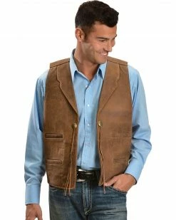 Scully Concho Leather Vest For Men's Brown