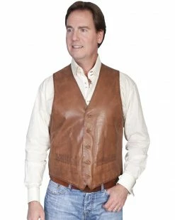 Scully Premium Lamb Leather Vest For Men's Brown -Scully Shop 082B04 41 P1
