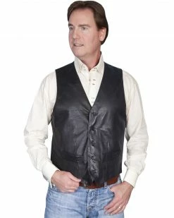 Scully Premium Lamb Leather Vest For Men's Brown
