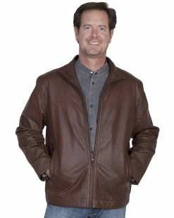 Scully Premium Lambskin Zip Front Jacket For Men's Dark Brown -Scully Shop 082B10 42 P1