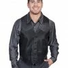 Scully Men's Ostrich Trim Leather Vest Black