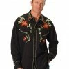Scully Floral Embroidered Shirt For Men's Black