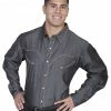 Scully Men's Solid Whipstitch Denim Retro Long Sleeve Western Shirt Turquoise 2 Scully Men's Solid Whipstitch Denim Retro Long Sleeve Western Shirt Turquoise -Scully Shop 0921S7 A8 P1