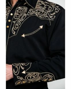 Scully Men's Black Embroidered Scroll Long Sleeve Western Shirt -Scully Shop 0927J8 89 P4