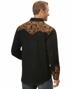 Scully Floral Embroidered Western Shirt For Men's Black -Scully Shop 092E18 89 P2