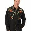 Scully Men's Floral Embroidered Vintage Long Sleeve Western Shirt Black 2 Scully Men's Floral Embroidered Vintage Long Sleeve Western Shirt Black -Scully Shop 092H15 89 P1