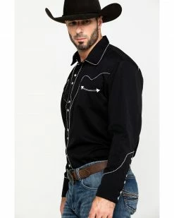 Scully Men's Black Embroidered Long Sleeve Western Shirt  -Scully Shop 2000041449 7018 P3