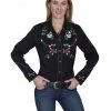 Scully Women's Skulls And Roses Retro Western Shirt Black -Scully Shop 2000171995 001 P1