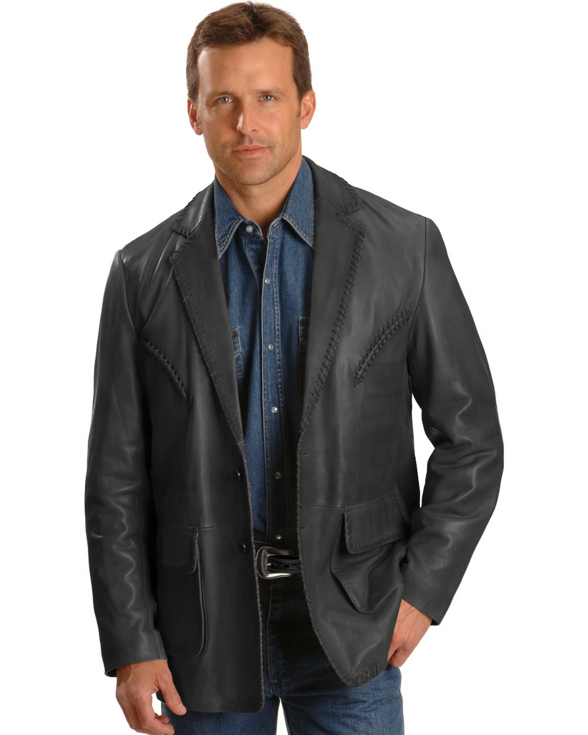 Scully Whipstitch Lambskin Leather Blazer - Tall For Men's Tan 4 Scully Whipstitch Lambskin Leather Blazer - Tall For Men's Tan - Image 3