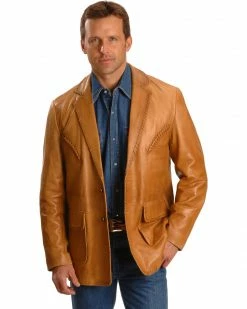 Scully Whipstitch Lambskin Leather Blazer - Tall For Men's Tan 8 Scully Whipstitch Lambskin Leather Blazer - Tall For Men's Tan -Scully Shop 2000220450 280 P1