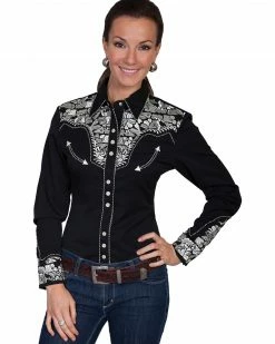 Scully Women's Silver Western Embroidered Shirt 