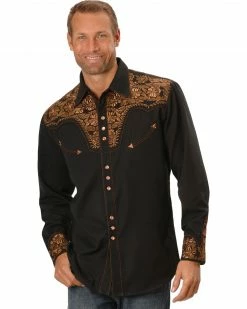 Scully Men's Copper Embroidered Gunfighter Shirt - Big Black