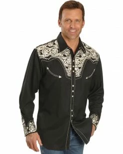 Scully Men's Silver Embroidered Gunfighter Long Sleeve Western Shirt -Scully Shop 2000245296 040 P1 1