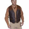 Scully Men's Suede Yoke Vest  Coffee