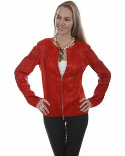 Leatherwear By Scully Women's Zip-Front Leather Jacket Red -Scully Shop 2000280466 600 P1