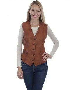 Leatherwear By Scully Women's Cognac Western Vest