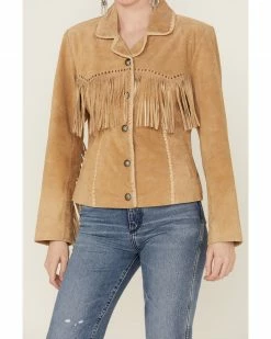 Scully Women's Suede Snap Fringe Jacket  Tan -Scully Shop 2000280470 220 P3
