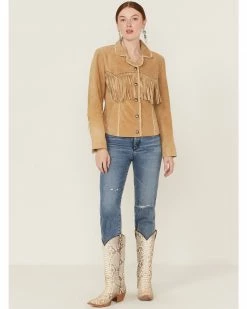 Scully Women's Suede Snap Fringe Jacket  Tan -Scully Shop 2000280470 220 P5