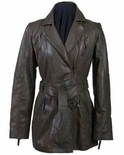 Leatherwear By Scully Women's Olive Belted Thigh Length Coat
