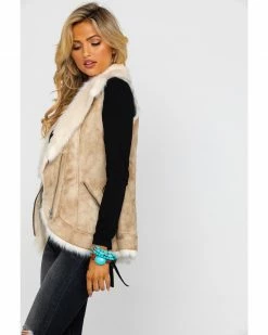 Honey Creek By Scully Women's Beige Faux Fur Vest Beige/khaki -Scully Shop 2000280568 250 P5