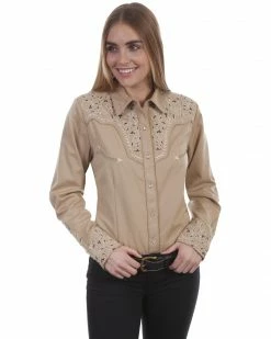 Scully Women's Vine Embroidered Long Sleeve Western Shirt Blue 7 Scully Women's Vine Embroidered Long Sleeve Western Shirt Blue -Scully Shop 2000281274 280 P1