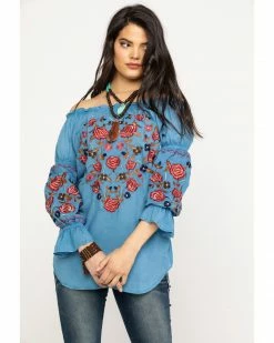 Honey Creek By Scully Women's Avalanche Peasant Blouse Blue -Scully Shop 2000281312 400 P1 1