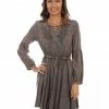 Honey Creek By Scully Women's Acid Wash Bell Sleeve Dress Brown -Scully Shop 2000281343 200 P1