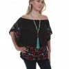 Honey Creek By Scully Women's Embroidered Cold Shoulder Blouse   Black -Scully Shop 2000281355 001 P1