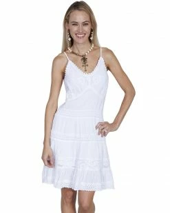 Cantina By Scully Women's White Spaghetti Strap Dress -Scully Shop 2000281416 100 P1 1