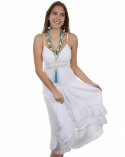 Cantina Collection By Scully Women's Spaghetti Strap Dress  White -Scully Shop 2000281422 100 P1 1