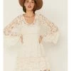 Honey Creek By Scully Women's Lace Crochet Long Sleeve Dress  Ivory