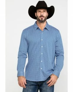 Scully Signature Soft Series Men's Geo Print Long Sleeve Western Shirt  Blue -Scully Shop 2000286234 400 P5