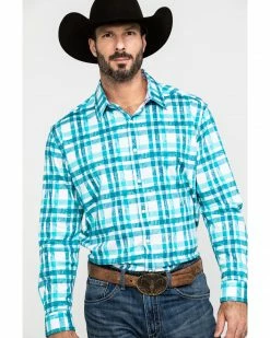 Scully Signature Soft Series Men's Green Large Plaid Long Sleeve Western Shirt  -Scully Shop 2000286280 300 P1 1