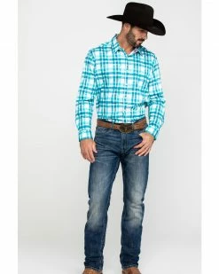 Scully Signature Soft Series Men's Green Large Plaid Long Sleeve Western Shirt  -Scully Shop 2000286280 300 P6