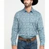 Scully Signature Soft Series Men's Turquoise Paisley Print Long Sleeve Western Shirt   -Scully Shop 2000286281 440 P1