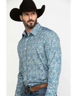 Scully Signature Soft Series Men's Turquoise Paisley Print Long Sleeve Western Shirt   -Scully Shop 2000286281 440 P3