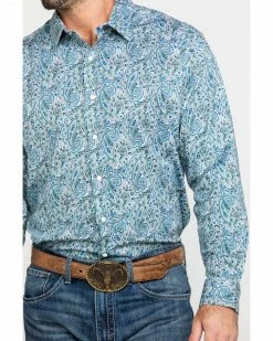 Scully Signature Soft Series Men's Turquoise Paisley Print Long Sleeve Western Shirt   -Scully Shop 2000286281 440 P4