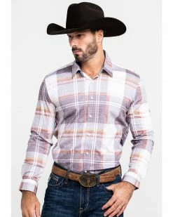 Scully Signature Soft Series Men's Large Plaid Snap Long Sleeve Western Shirt  Brown -Scully Shop 2000286288 200 P1 1