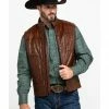 Scully Leatherwear Men's Quilted Leather Vest  Brown