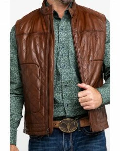 Scully Leatherwear Men's Quilted Leather Vest  Brown -Scully Shop 2000286650 200 P4